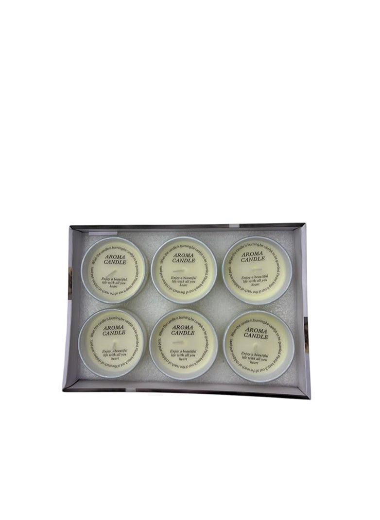 BABAZAM Set of 6 Scented Candle with Pleasant Odor Fragrant Candles in Cup Flameless Aromatherapy Gift Box Perfect Addition to Home Wedding Party Décor and Gifting White