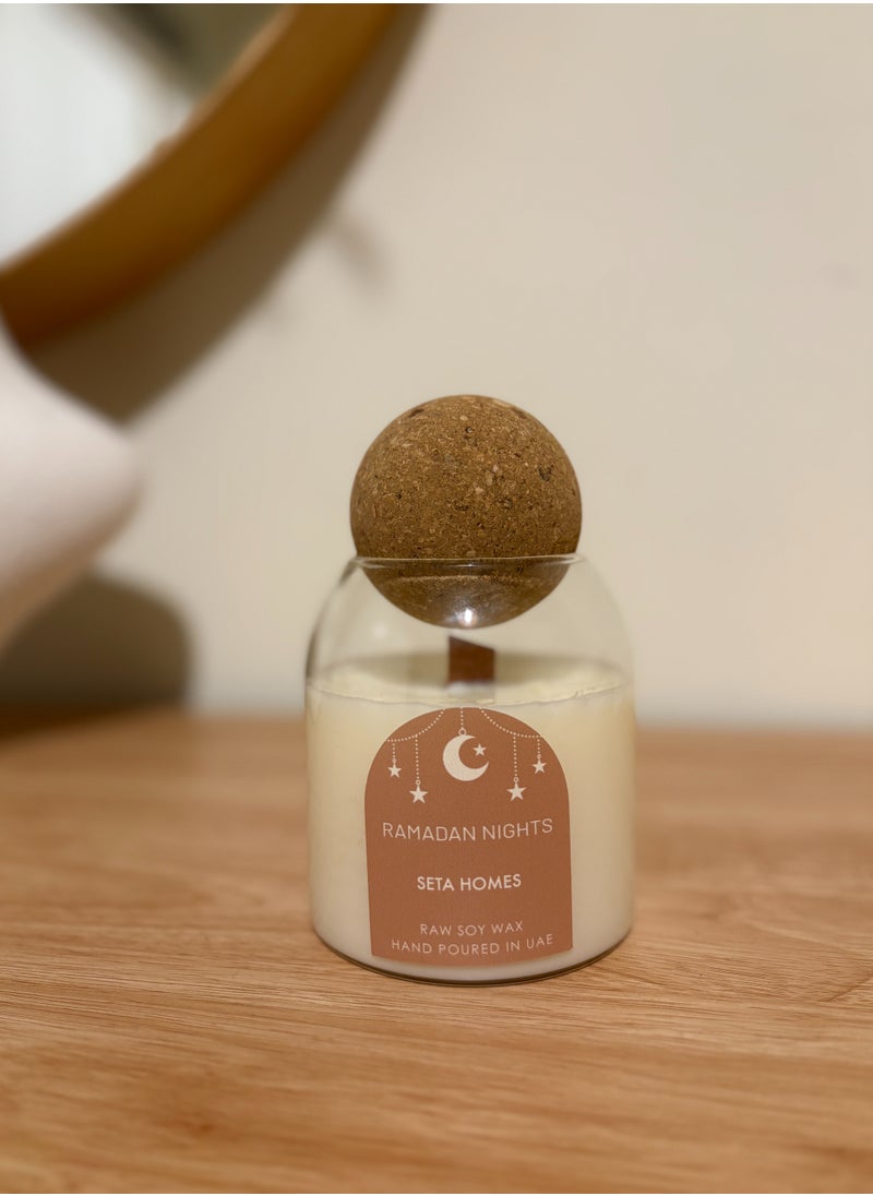 Ramadan kareem Natural soy wax scented jar candle with wooden wick (Amber/oud)