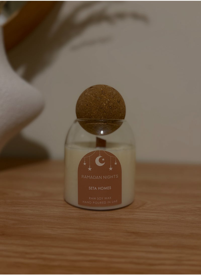 Ramadan kareem Natural soy wax scented jar candle with wooden wick (Amber/oud)