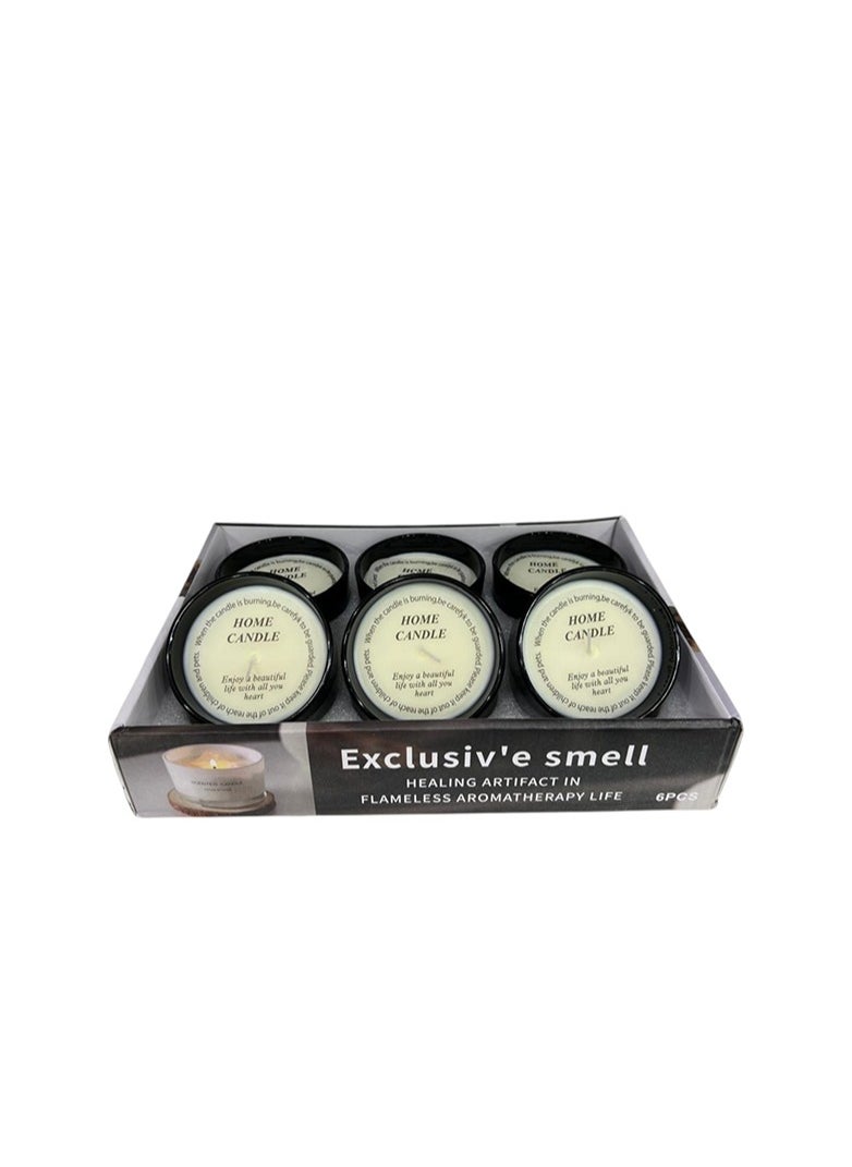 BABAZAM Set of 6 Scented Candle with Pleasant Odor Fragrant Candles in Cup Flameless Aromatherapy Gift Box Perfect Addition to Home Wedding Party Décor and Gifting Black