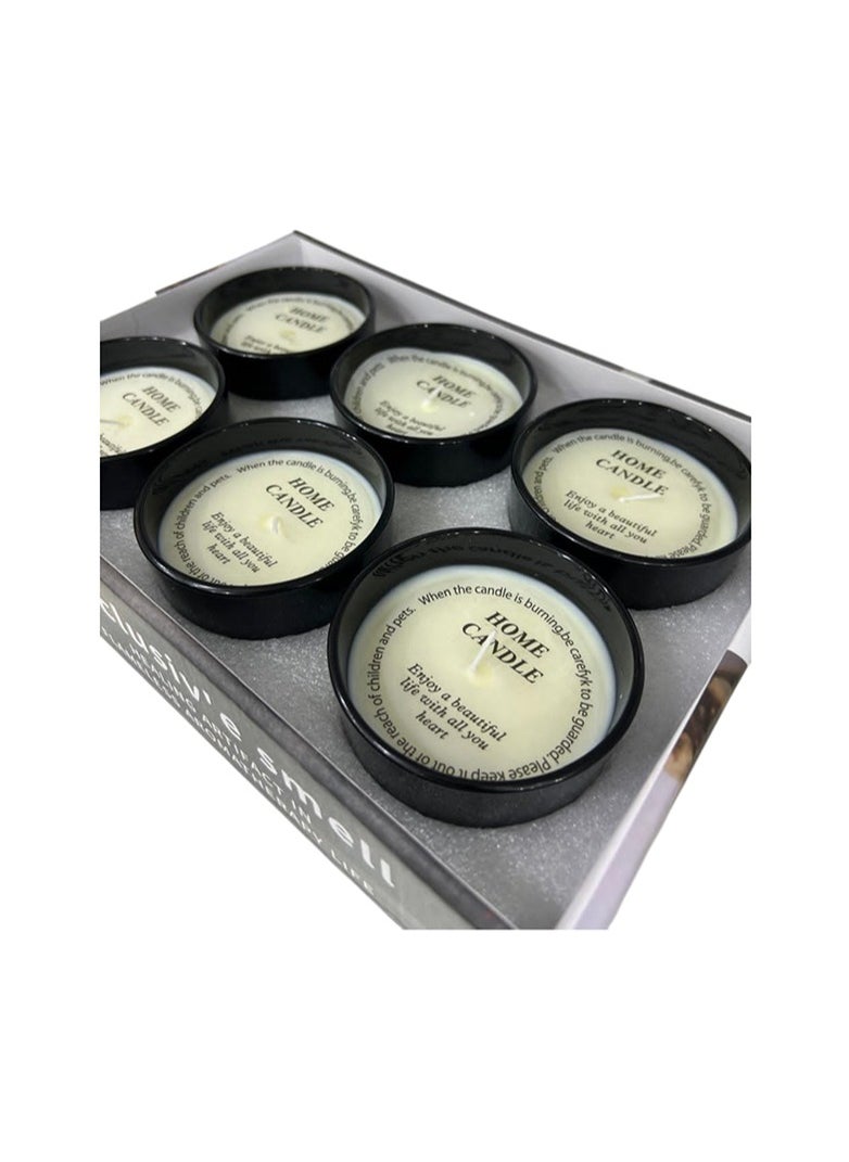 BABAZAM Set of 6 Scented Candle with Pleasant Odor Fragrant Candles in Cup Flameless Aromatherapy Gift Box Perfect Addition to Home Wedding Party Décor and Gifting Black