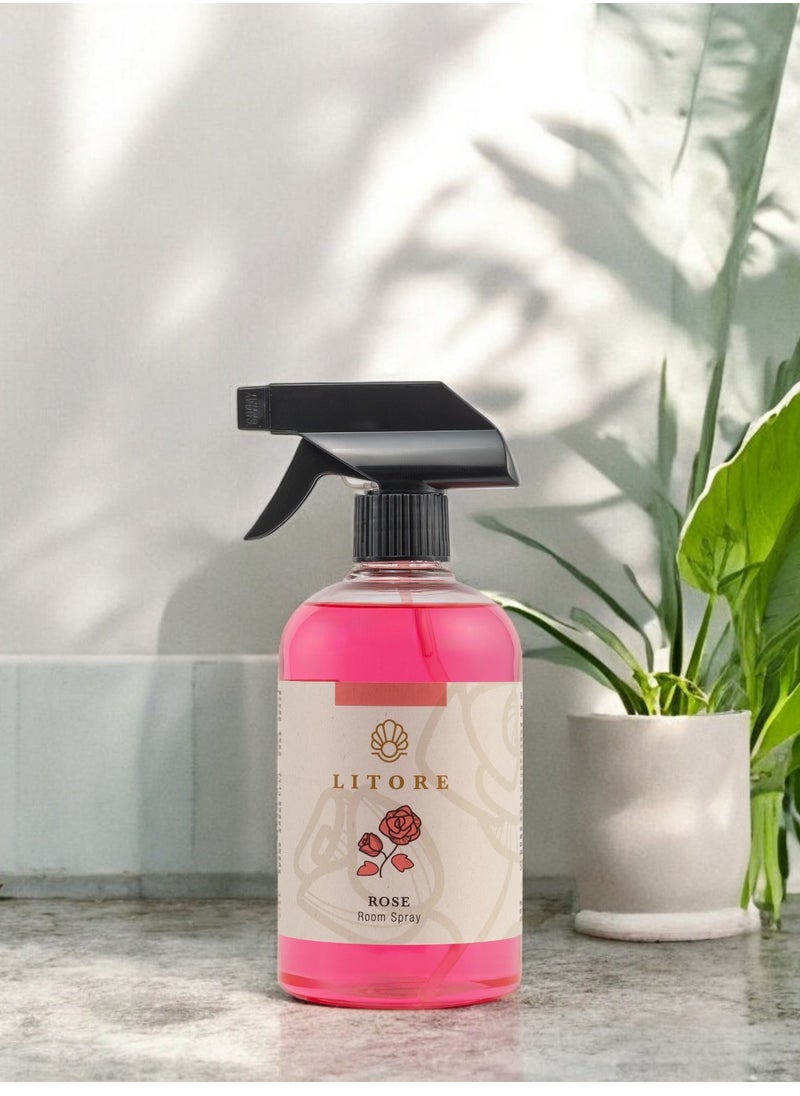 Litore Rose Home Spray, A perfect Air Freshener Spray for home and office, Eliminates Bad Odour- 500 ml