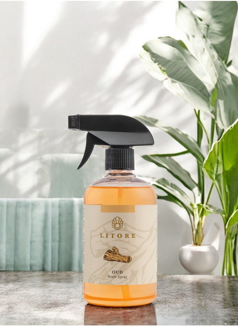 Litore Oud Home Spray, A perfect Air Freshener Spray for home and office, Eliminates Bad Odour- 500 ml