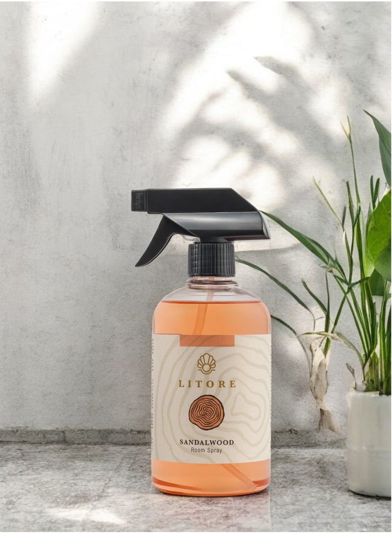 Litore Sandalwood Home Spray, A perfect Air Freshener Spray for home and office, Eliminates Bad Odour- 500 ml