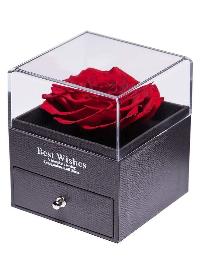 Eternal Rose Gift Box Handmade Fresh Preserved Rose Gift for Her on Birthday Mother's Day (Red)