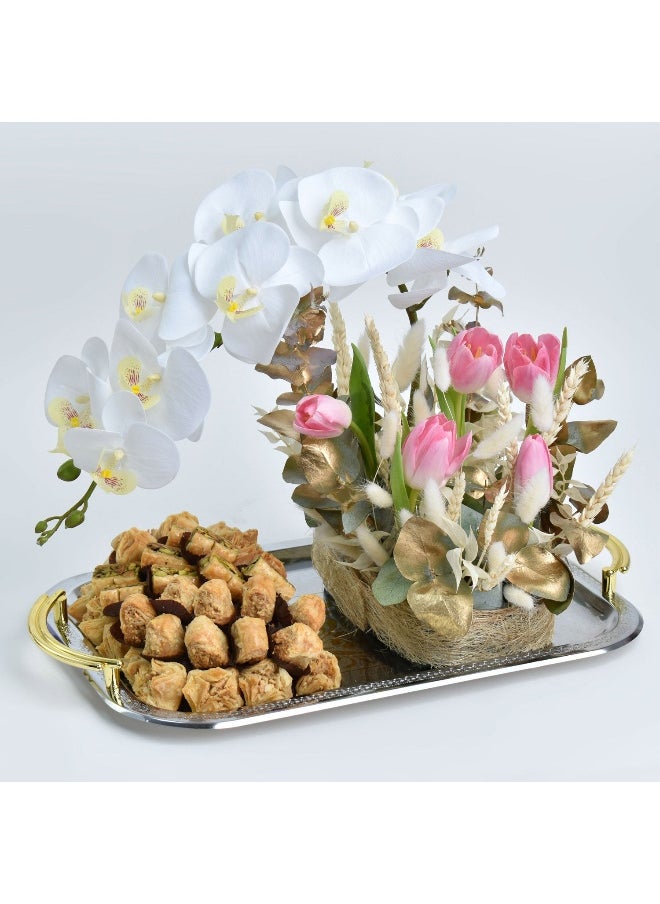 Arabic Sweets And Flowers Tray