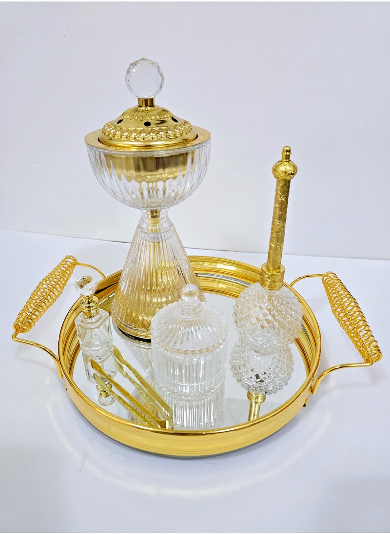 Smoker set - Consists of (smoke - incense burner - tongs - perfume sprayer - tula stick - round tray)