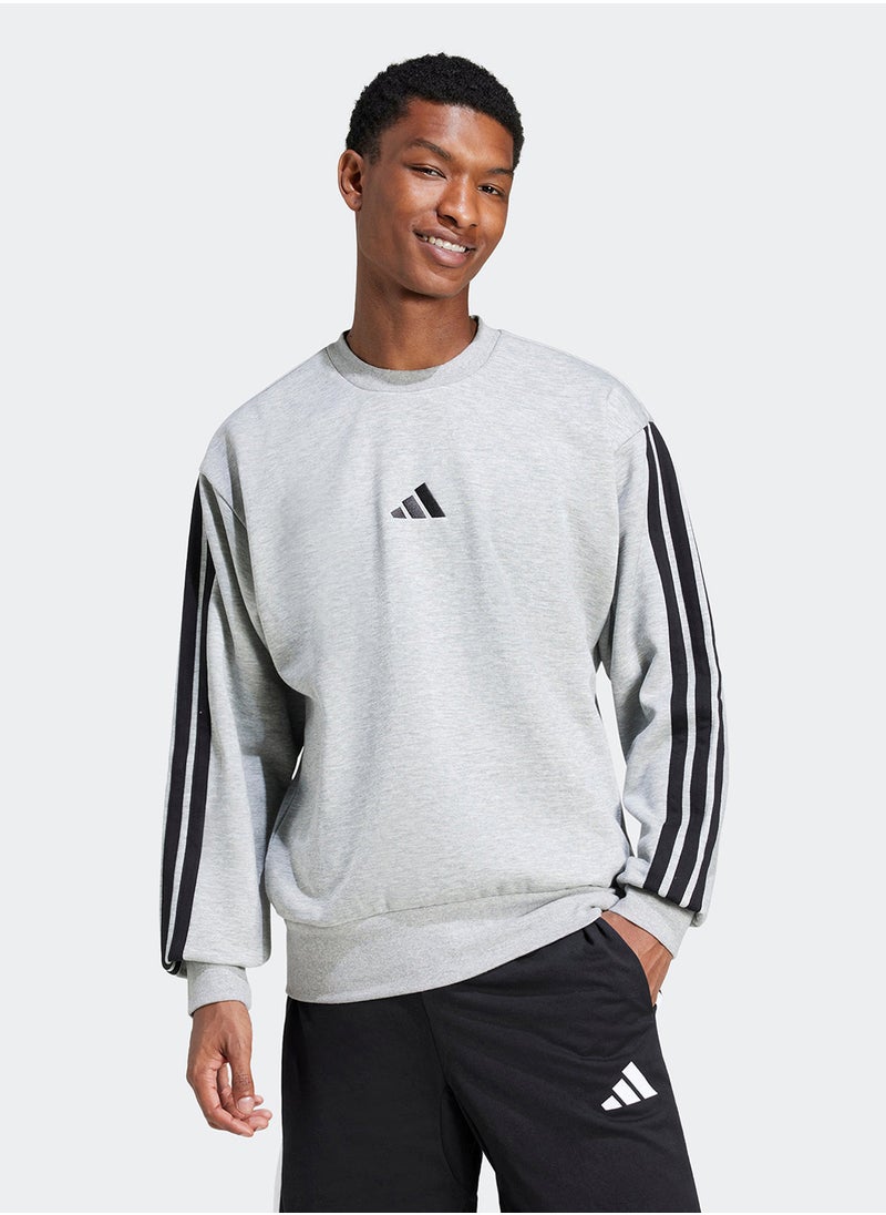 Essentials 3 Stripes Fleece Sweatshirt