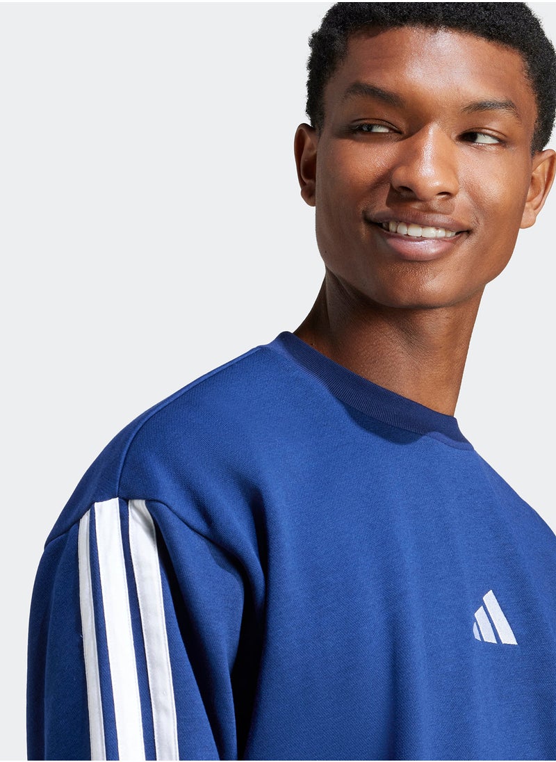 Essentials 3 Stripes Fleece Sweatshirt