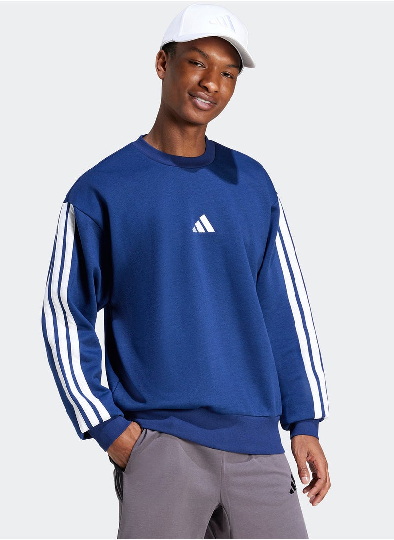 Essentials 3 Stripes Fleece Sweatshirt