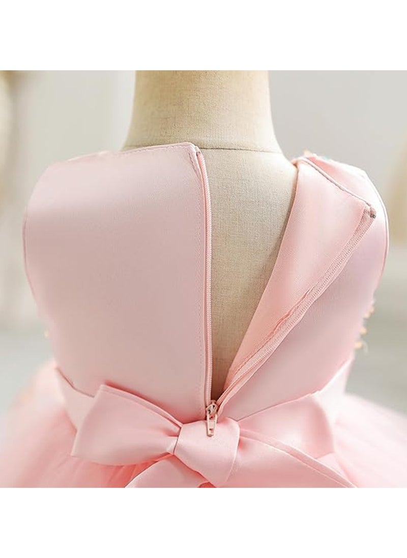 Baby Girl Pageant Dress Sequins Princess Dress Toddler Flower Wedding Birthday Party Gown Dresses 4 Years-5 Years（Pink）