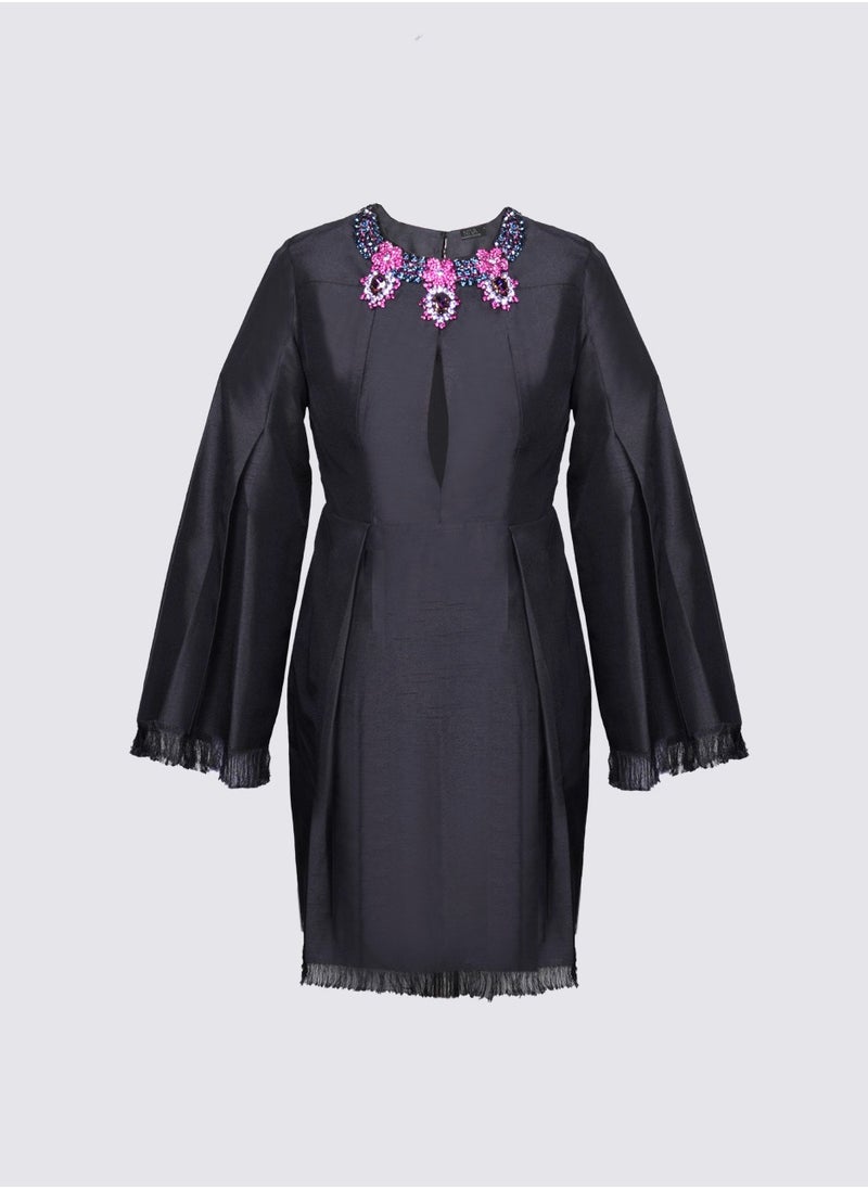 Magic Petunia - Queen Neck Open Black Dress