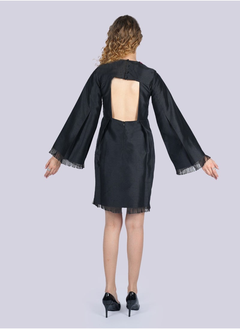 Magic Petunia - Queen Neck Open Black Dress