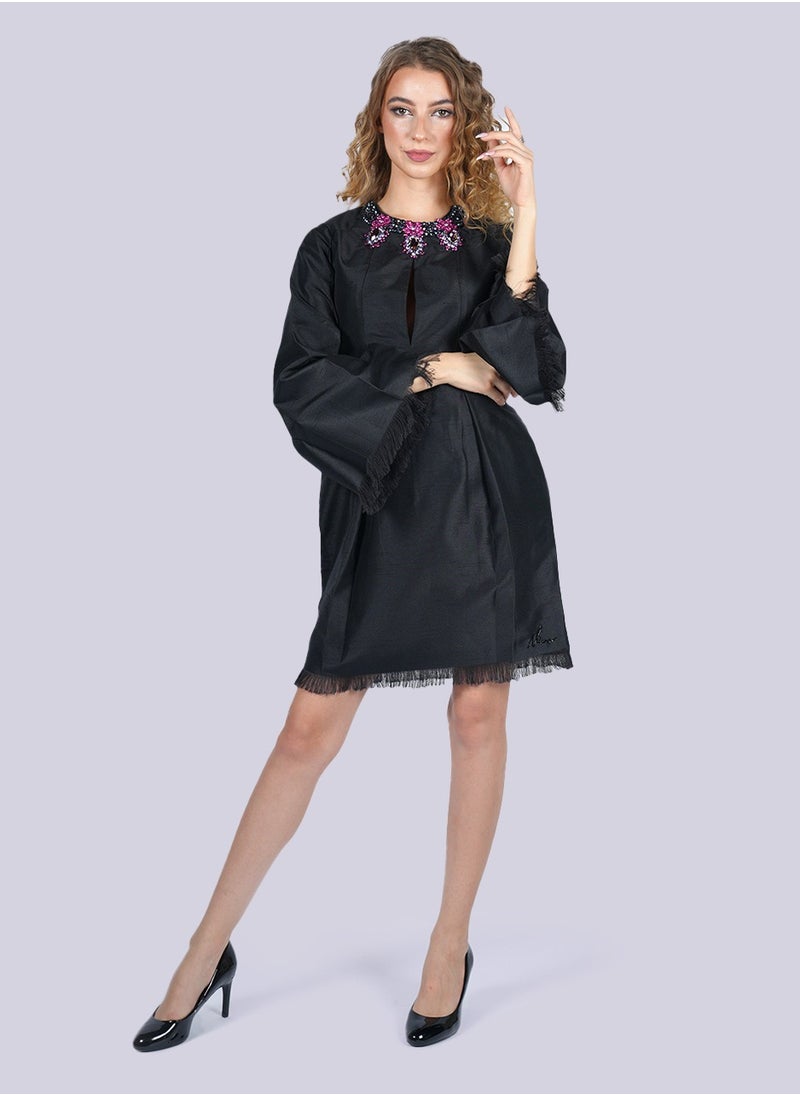 Magic Petunia - Queen Neck Open Black Dress