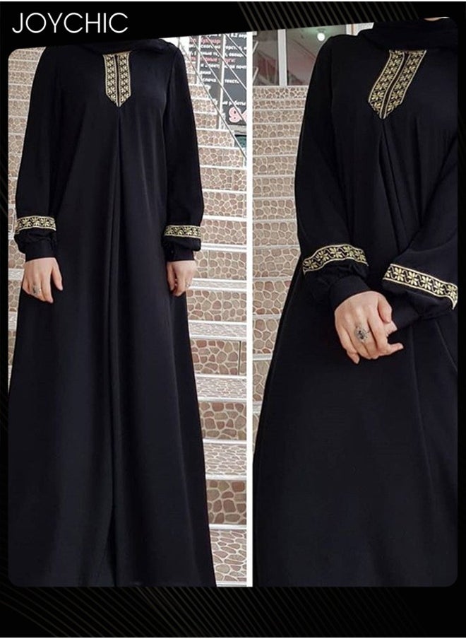 Ethnic Style Women Traditional Long Dress Long Sleeve Breathable Dress