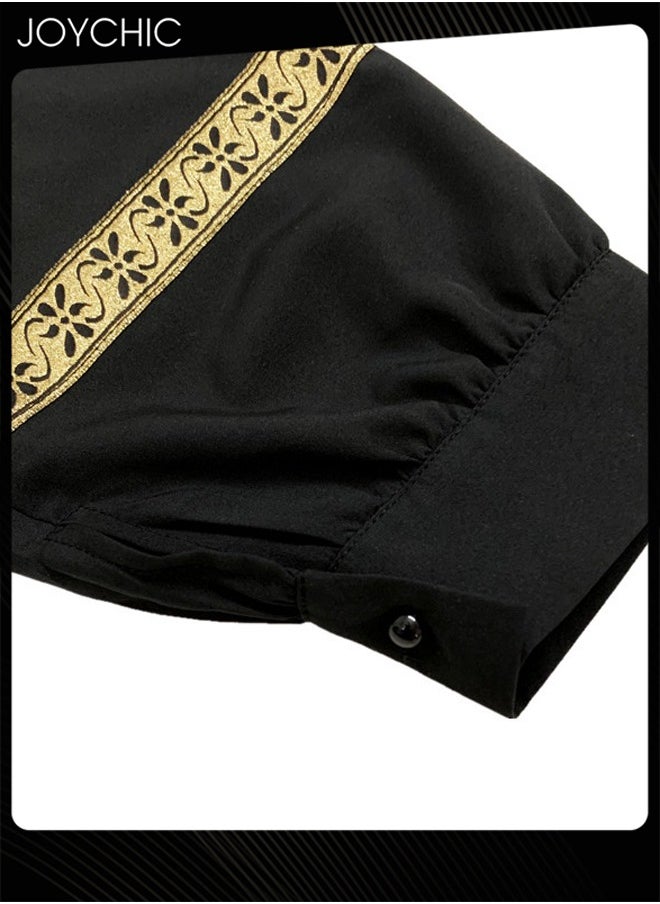 Ethnic Style Women Traditional Long Dress Long Sleeve Breathable Dress