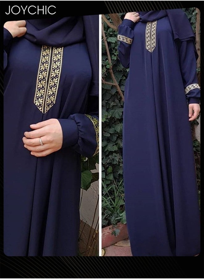 Ethnic Style Women Traditional Long Dress Long Sleeve Breathable Dress