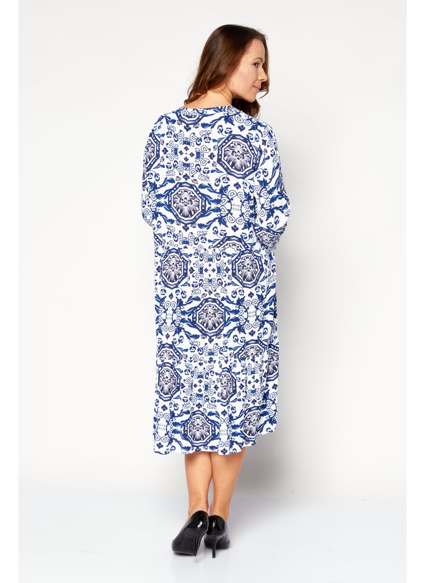 Women Paisley Print Midi Dress, Blue