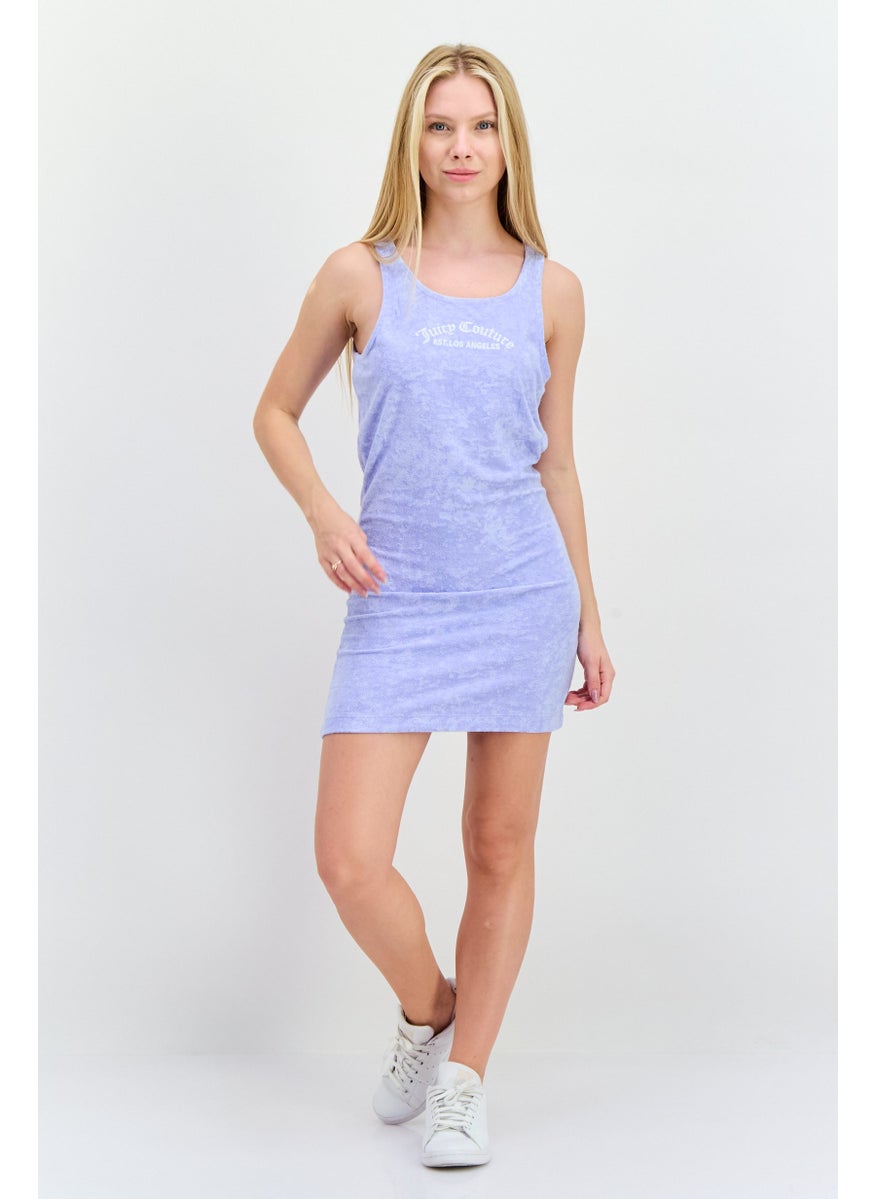 Women Embroidered Logo Mini Dress, Violet