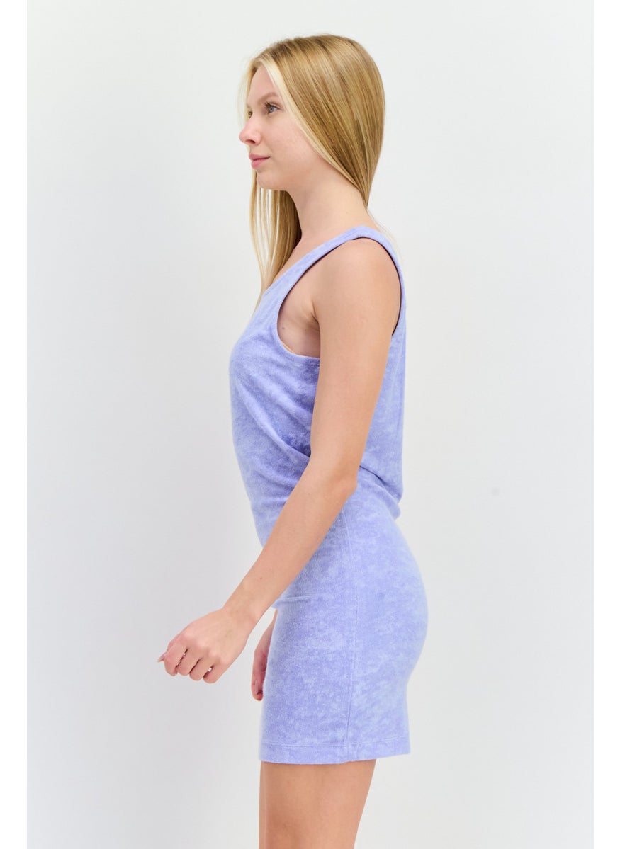 Women Embroidered Logo Mini Dress, Violet