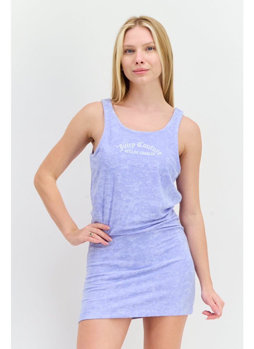Women Embroidered Logo Mini Dress, Violet
