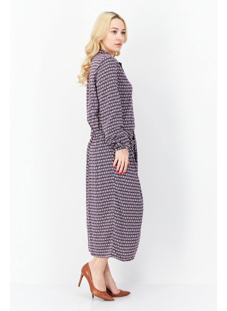 Women Allover Printed Midi Dress, Light Purple Combo