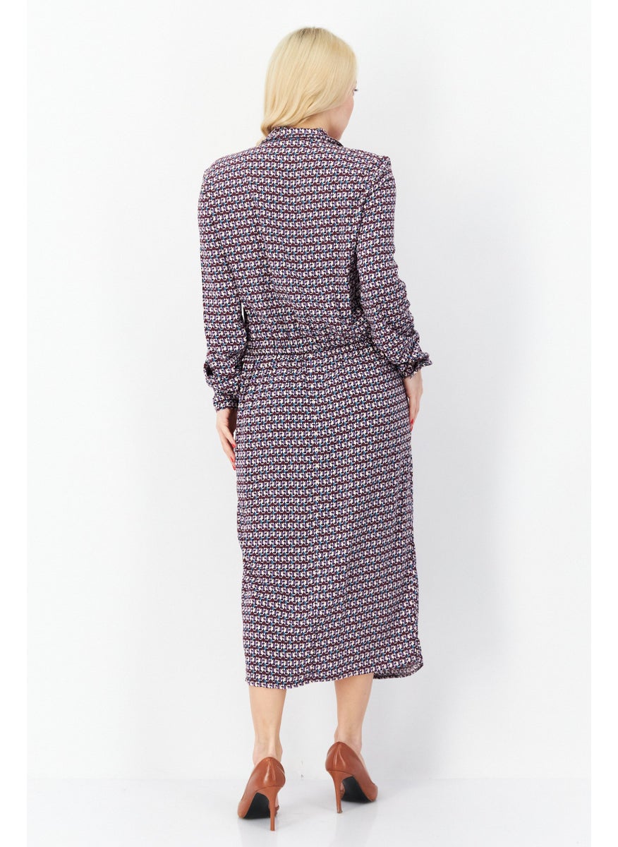 Women Allover Printed Midi Dress, Light Purple Combo