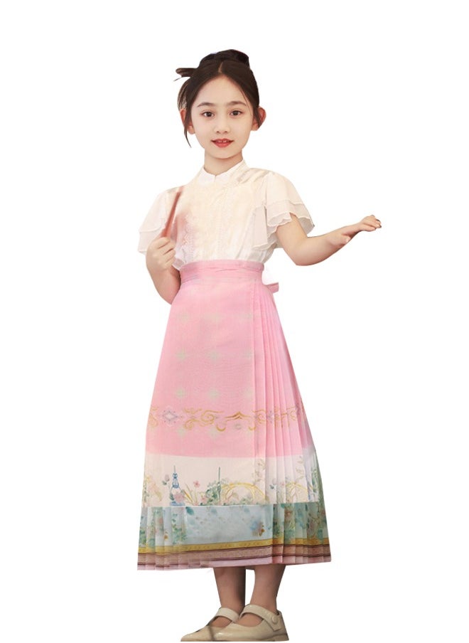 Chinese robe Costume Girls Children Kimono China Traditional Vintage Ethnic Students Chorus Dance Costume Hanfu