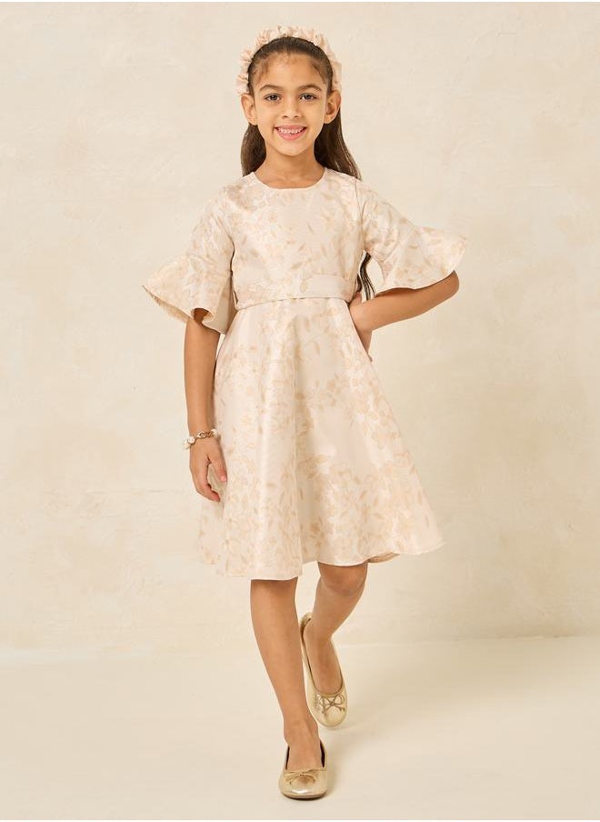 Jacquard Bell Sleeve Dress