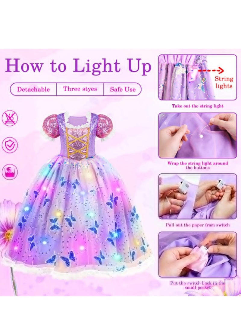 Al Aoyama Princess Dresses for Girls - Light Up Princess Costume for Little Girls Toddler Age 3-8