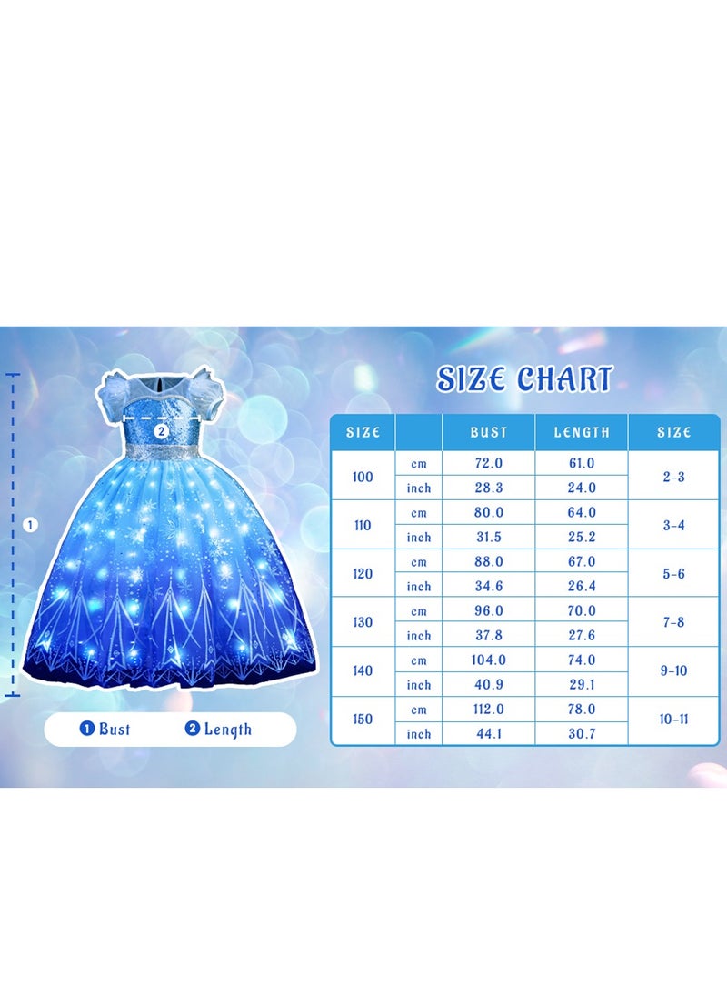 Al Aoyama Light Up Girls Costume Snow Princess Dress Ice  Toddler Kids Costume
