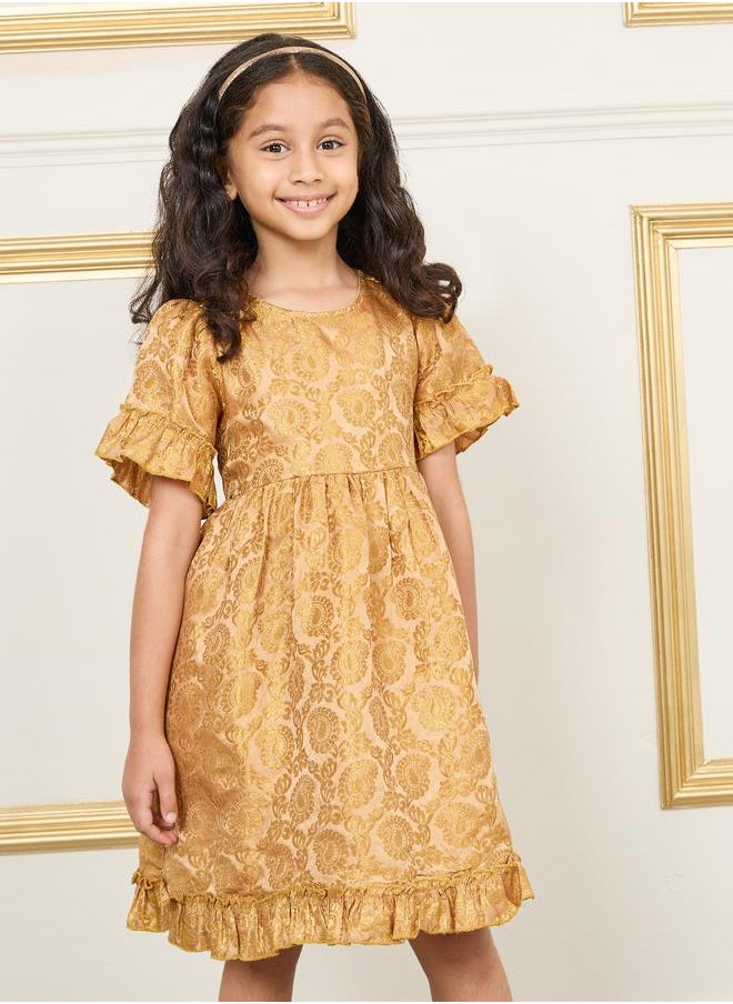 Ruffled Edge Jacquard Dress