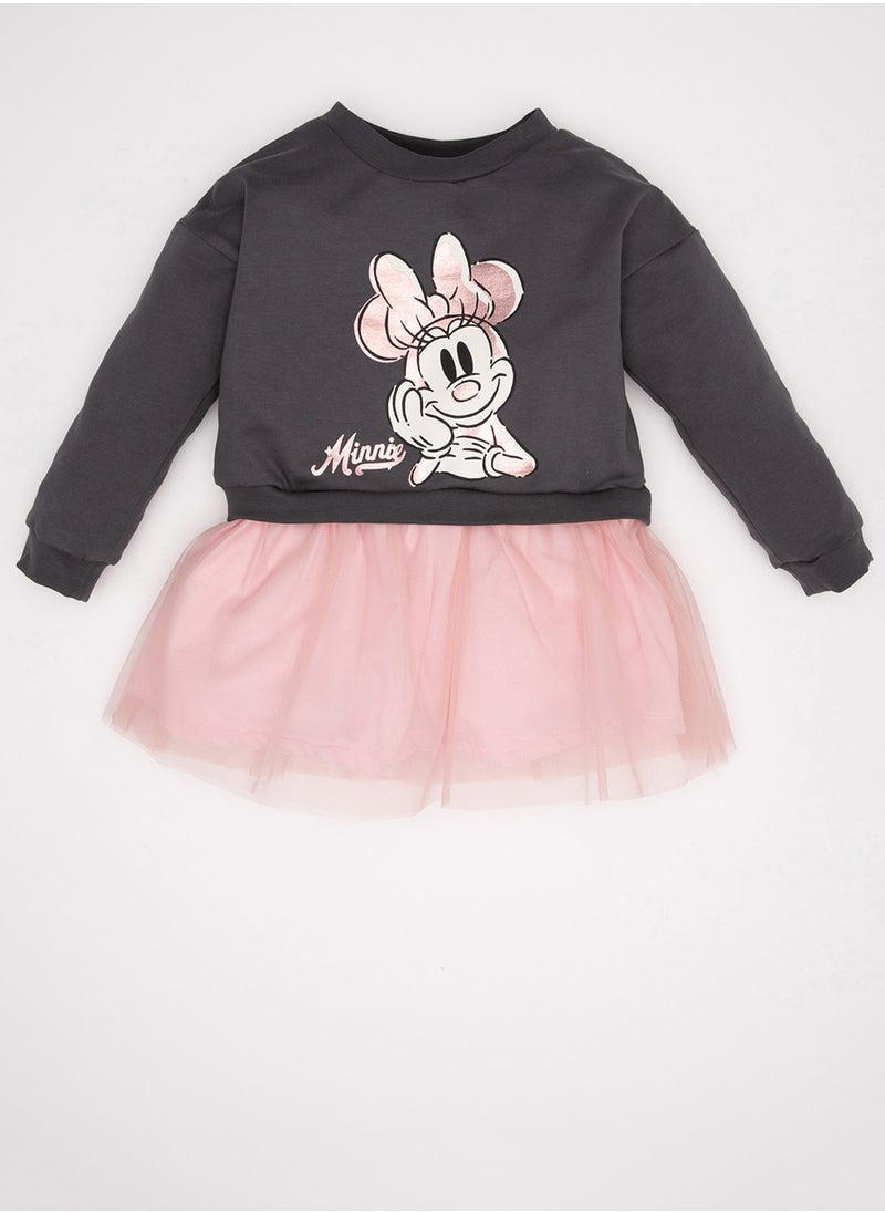 Disney Mickey & Minnie Long Sleeve Tutu Skirt Detailed Dress