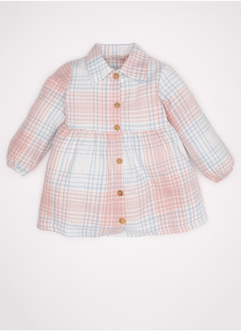 Plaid Long Sleeve Button-Up Flannel Dress