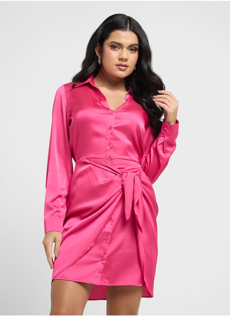Satin chemisier dress
