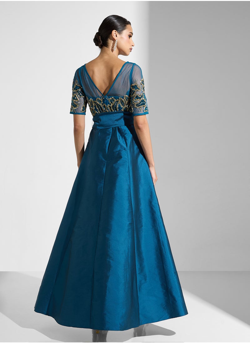 Embellished Hi-Lo Dress