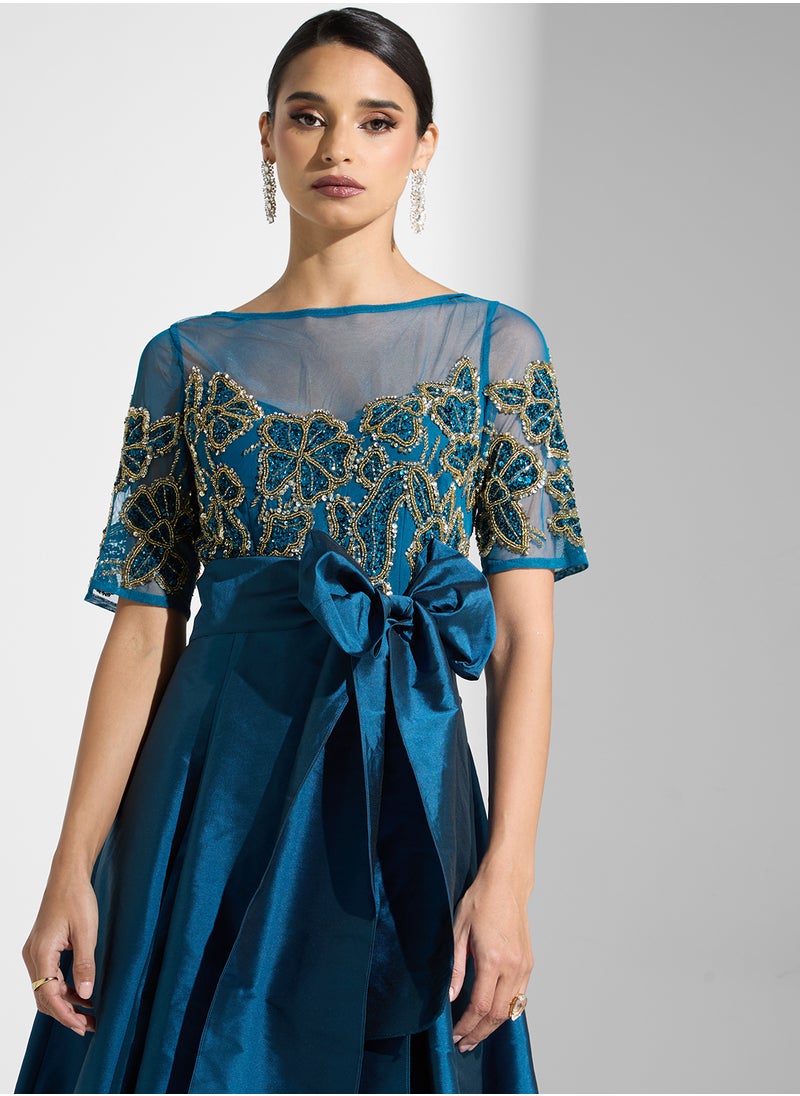 Embellished Hi-Lo Dress