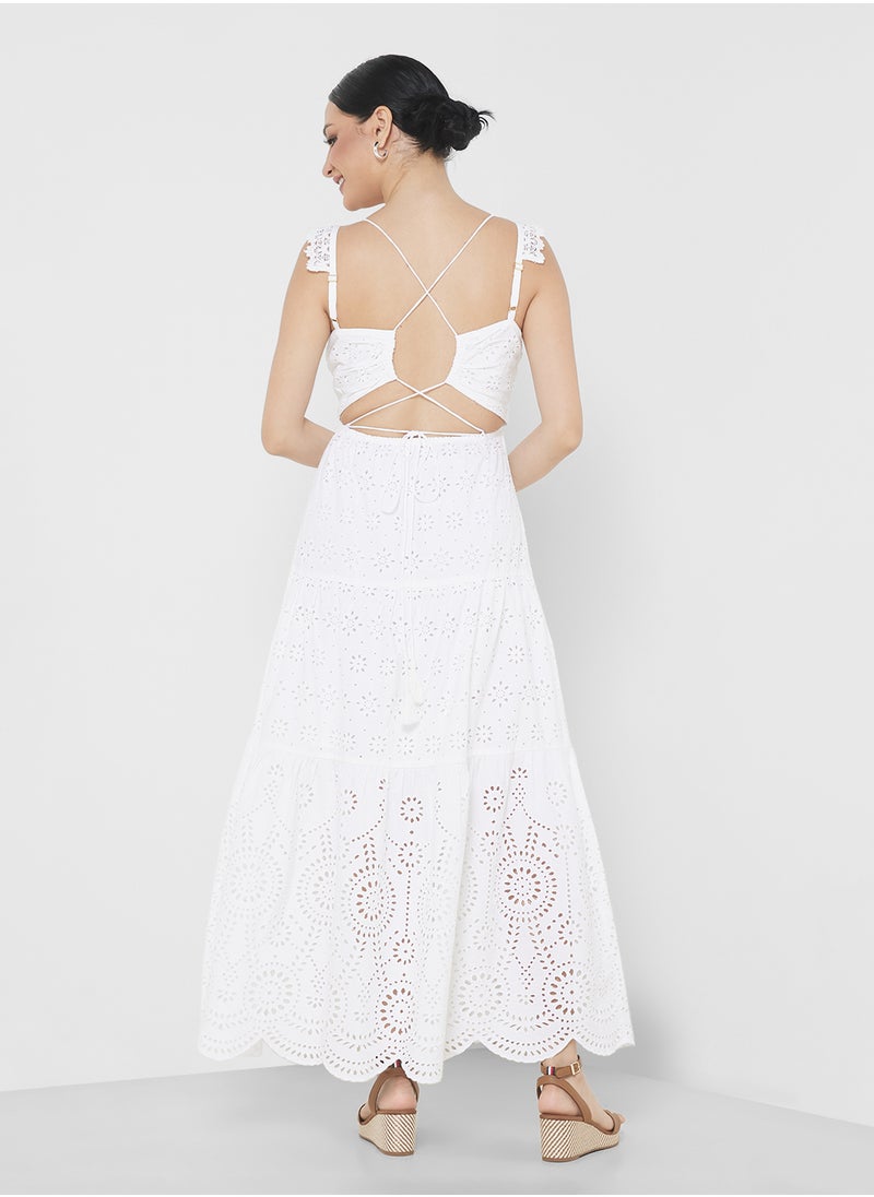 White maxi dress with embroidery