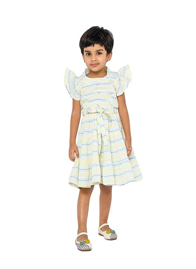 Striped Flutter Sleeve Dress