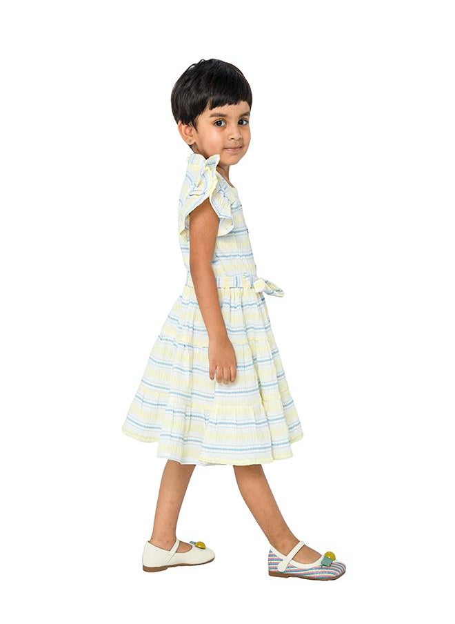 Striped Flutter Sleeve Dress