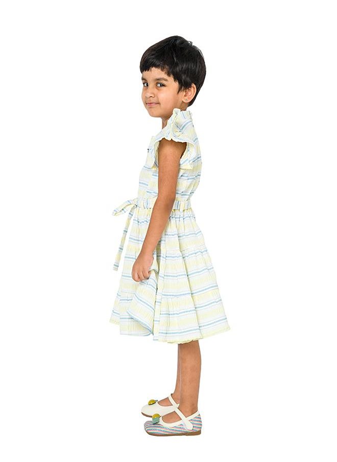 Striped Flutter Sleeve Dress