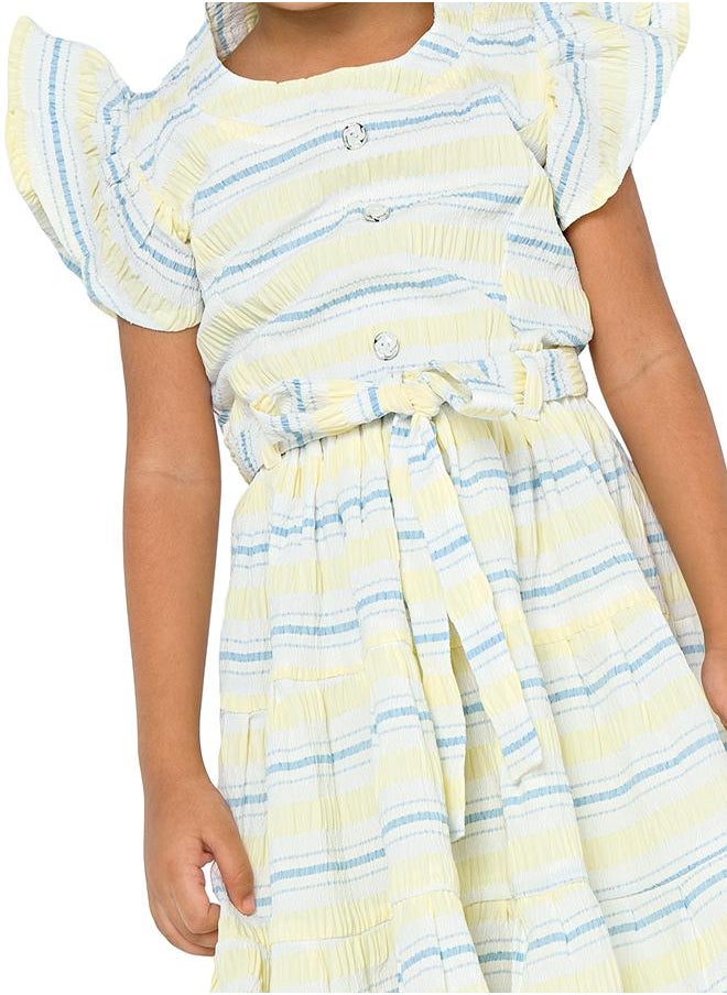 Striped Flutter Sleeve Dress