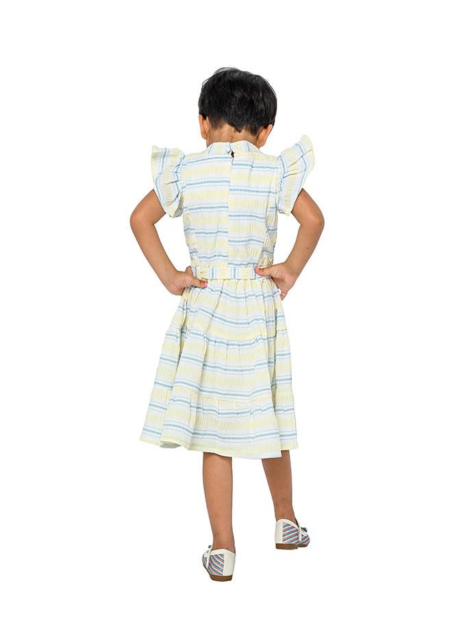 Striped Flutter Sleeve Dress