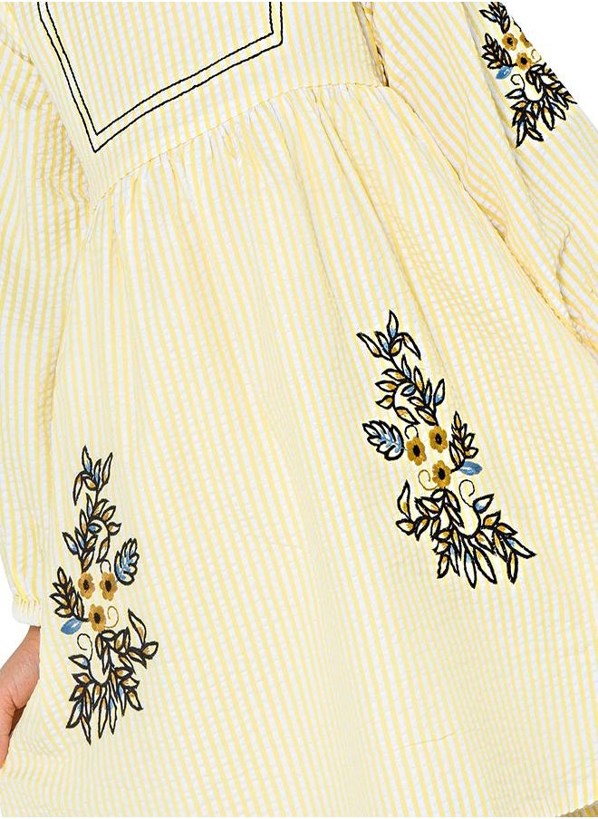 Embroidered Stripe Dress