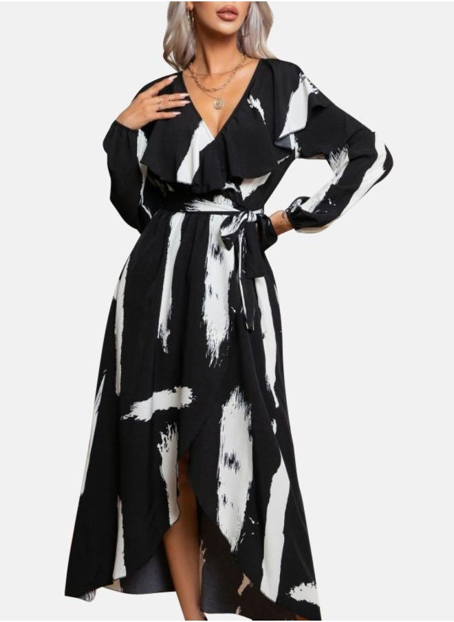 Brushstroke Ruffle Dress