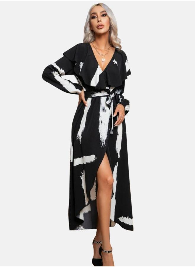 Brushstroke Ruffle Dress