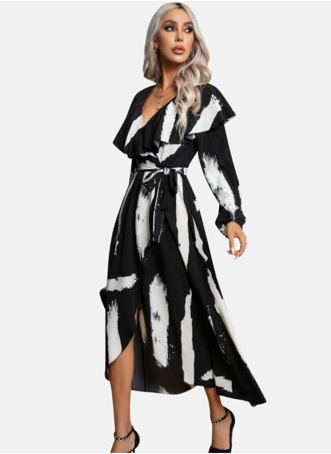Brushstroke Ruffle Dress
