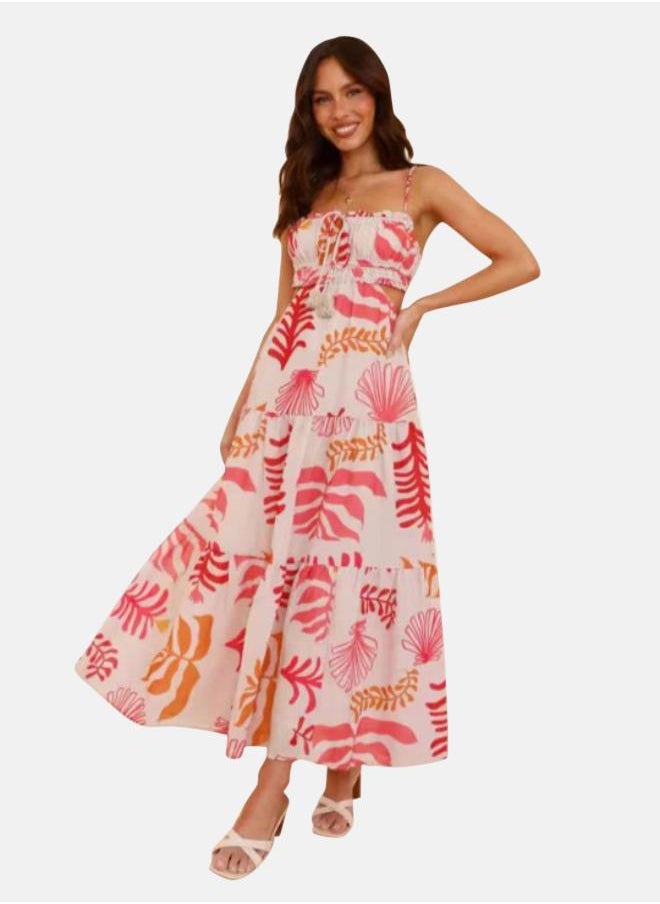 Tropical Print Midi Dress