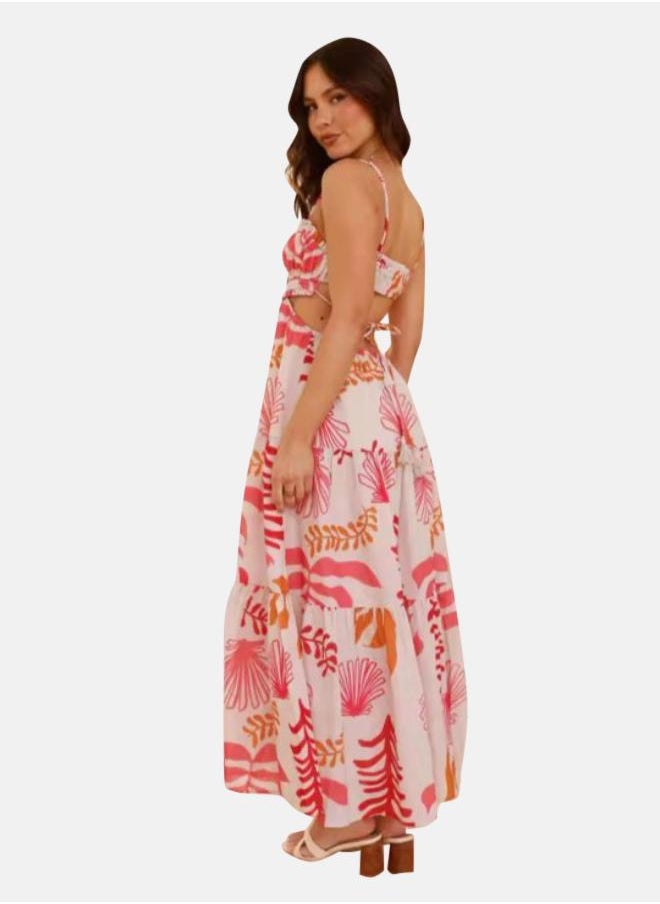 Tropical Print Midi Dress