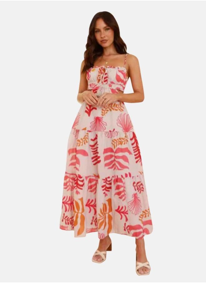 Tropical Print Midi Dress